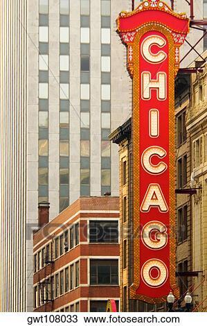 Low angle view of a theater sign, Chicago, Illinois, USA View Large Photo Image Stock Image - Low angle view of a theater sign, Chicago, Illinois, USA. Fotosearch