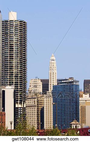 Low angle view of buildings in a city, Chicago, Illinois, USA View Large Photo Image Picture - Low angle view of buildings in a city, Chicago, Illinois, USA. Fotosearch