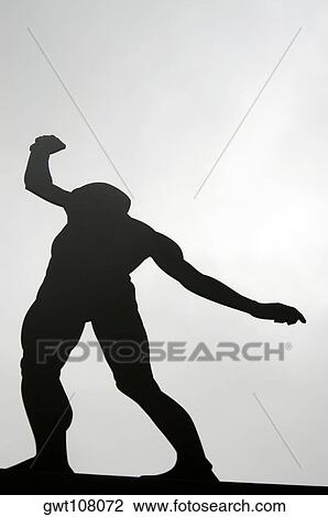 Stock Image - Low angle view of the silhouette of a sculpture, Chicago, Illinois, USA. Fotosearch