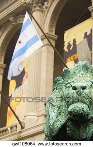 Low angle view of the statue of a lion, Chicago, Illinois, USA View Large Photo Image Picture - Low angle view of the statue of a lion, Chicago, Illinois, USA. Fotosearch
