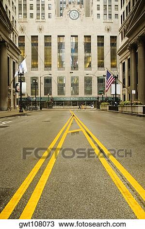 Markings on the road in front of a building, Chicago Board Of Trade, Chicago, Illinois, USA View Large Photo Image Stock Image - Markings on the road in front of a building, Chicago Board Of Trade, Chicago, Illinois, USA. Fotosearch