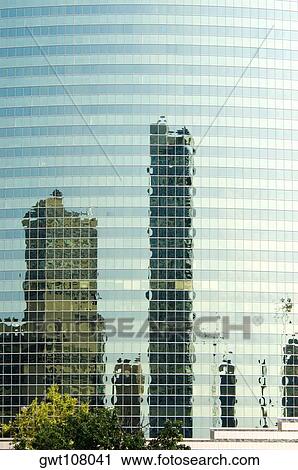 Reflection of buildings on the glass front of a building, Chicago, Illinois, USA View Large Photo Image Stock Image - Reflection of buildings on the glass front of a building, Chicago, Illinois, USA. Fotosearch