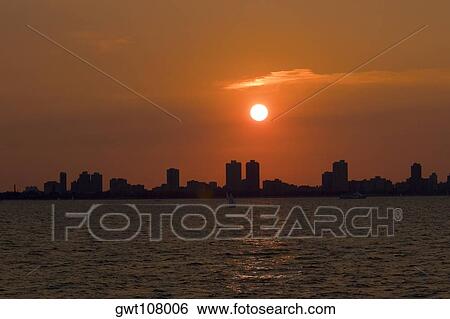 Silhouette of buildings at dusk, Chicago, Illinois, USA View Large Photo Image Stock Photograph - Silhouette of buildings at dusk, Chicago, Illinois, USA. Fotosearch