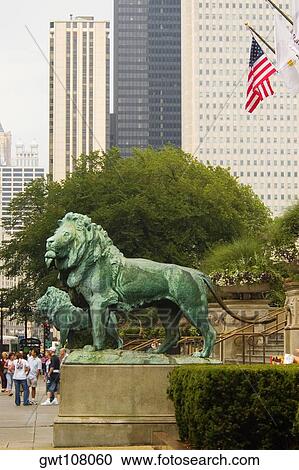 Statues of lions, Chicago, Illinois, USA View Large Photo Image Stock Image - Statues of lions, Chicago, Illinois, USA. Fotosearch