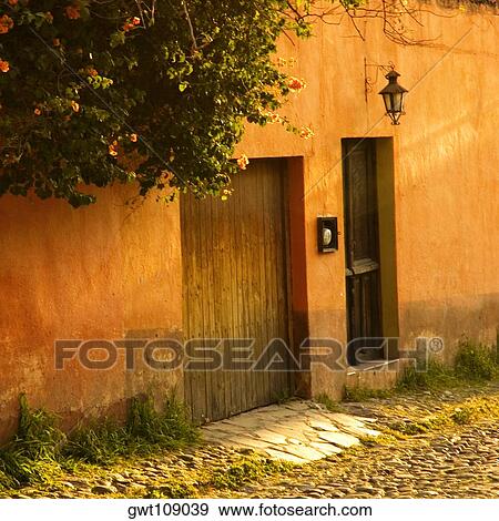 Stock Photo - Facade of a house, Mexico. Fotosearch