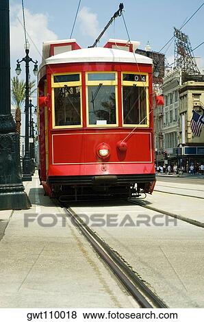 Stock Photo - Cable car on the street, New Orleans, Louisiana, USA. Fotosearch