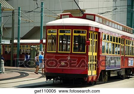 Cable car on the street, New Orleans, Louisiana, USA View Large Photo Image Stock Photography - Cable car on the street, New Orleans, Louisiana, USA. Fotosearch