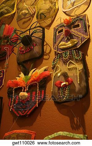 Close-up of masks hanging on the wall, New Orleans, Louisiana, USA View Large Photo Image Stock Photograph - Close-up of masks hanging on the wall, New Orleans, Louisiana, USA. Fotosearch
