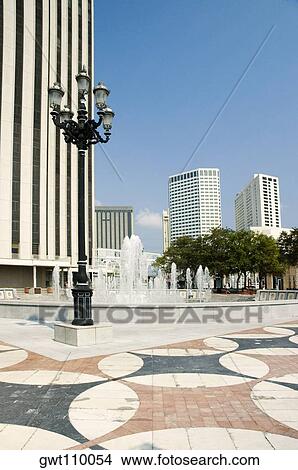 Lamppost and fountain in front of a building, New Orleans, Louisiana, USA View Large Photo Image Picture - Lamppost and fountain in front of a building, New Orleans, Louisiana, USA. Fotosearch