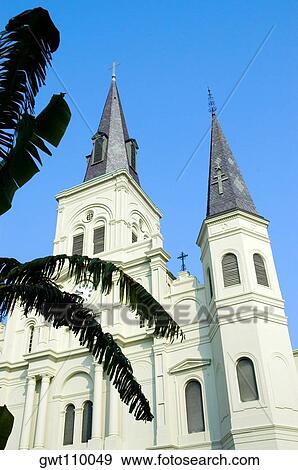 Low angle view of a cathedral, St. Louis Cathedral, Jackson Square, New Orleans, Louisiana, USA View Large Photo Image Stock Photo - Low angle view of a cathedral, St. Louis Cathedral, Jackson Square, New Orleans, Louisiana, USA. Fotosearch