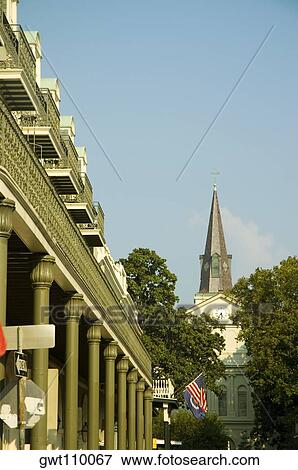 Low angle view of a cathedral, St. Louis Cathedral, Jackson Square, New Orleans, Louisiana, USA View Large Photo Image Stock Photo - Low angle view of a cathedral, St. Louis Cathedral, Jackson Square, New Orleans, Louisiana, USA. Fotosearch
