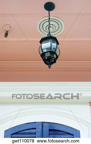 Low angle view of a lantern hanging from the ceiling, New Orleans, Louisiana, USA View Large Photo Image Stock Photo - Low angle view of a lantern hanging from the ceiling, New Orleans, Louisiana, USA. Fotosearch