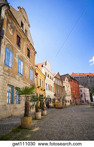 Buildings along a street, Czech Republic View Large Photo Image Stock Image - Buildings along a street, Czech Republic. Fotosearch