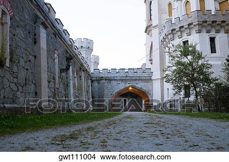 Walkway in front of a building, Czech Republic View Large Photo Image Picture - Walkway in front of a building, Czech Republic. Fotosearch