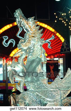 Close-up of a dragon ice sculpture, Snow Festival, Sapporo, Japan View Large Photo Image Picture - Close-up of a dragon ice sculpture, Snow Festival, Sapporo, Japan. Fotosearch