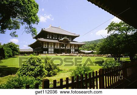 Garden in front of a Buddhist temple, Todaji Temple, Nara, Japan View Large Photo Image Stock Photograph - Garden in front of a Buddhist temple, Todaji Temple, Nara, Japan. Fotosearch