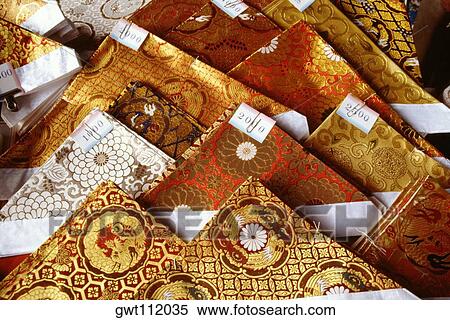 High angle view of brocade textiles, Kyoto, Japan View Large Photo Image Stock Photography - High angle view of brocade textiles, Kyoto, Japan. Fotosearch