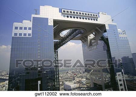 Stock Image - High section view of a building, Umeda Sky Building, Osaka, Japan. Fotosearch