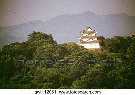 Stock Image - Low angle view of a castle, Uwajima Castle, Shikoku, Japan. Fotosearch