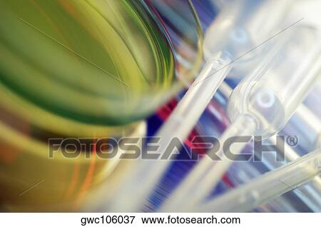 Stock Photo - Close-up of droppers and petri dishes. Fotosearch
