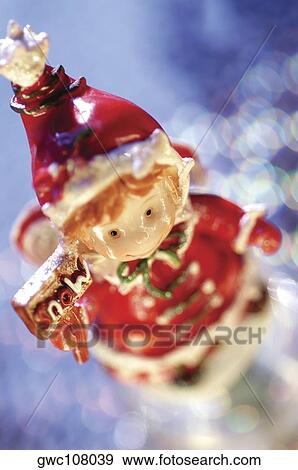 Stock Photo - High angle view of a Christmas figurine. Fotosearch