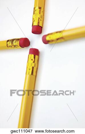 Close-up of an arrangement of four pencils View Large Photo Image Stock Photo - Close-up of an arrangement of four pencils. Fotosearch