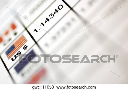 Stock Image - Close-up of exchange rates. Fotosearch