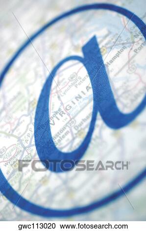 Stock Image - Close-up of an 'at 'symbol on a globe. Fotosearch