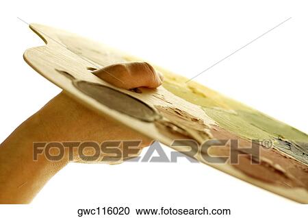 Close-up of a person's hand holding a color palette View Large Photo Image Stock Image - Close-up of a person's hand holding a color palette. Fotosearch