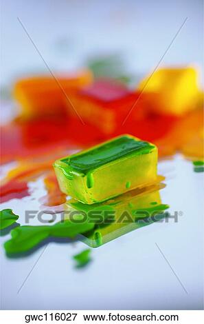 Close-up of a watercolor paint cube View Large Photo Image Stock Photo - Close-up of a watercolor paint cube. Fotosearch