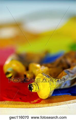 Close-up of three paint tubes on a palette View Large Photo Image Stock Image - Close-up of three paint tubes on a palette. Fotosearch