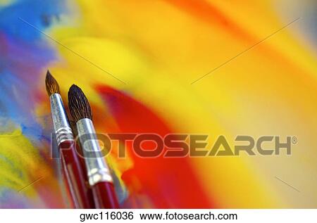 Close-up of two paintbrushes View Large Photo Image Stock Photograph - Close-up of two paintbrushes. Fotosearch