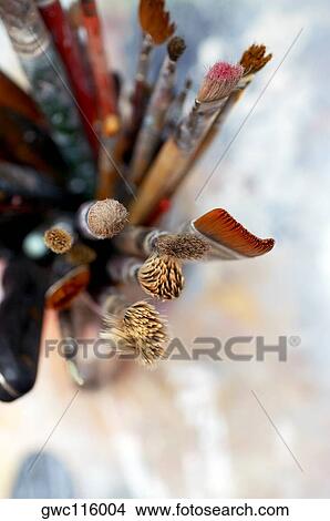 High angle view of paintbrushes View Large Photo Image Picture - High angle view of paintbrushes. Fotosearch