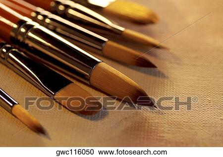 High angle view of paintbrushes View Large Photo Image Stock Image - High angle view of paintbrushes. Fotosearch