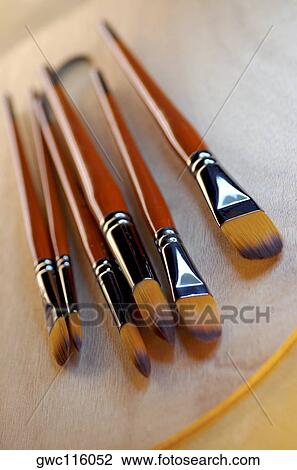 High angle view of paintbrushes View Large Photo Image Stock Image - High angle view of paintbrushes. Fotosearch