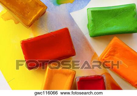 High angle view of watercolor paint cubes View Large Photo Image Stock Photograph - High angle view of watercolor paint cubes. Fotosearch