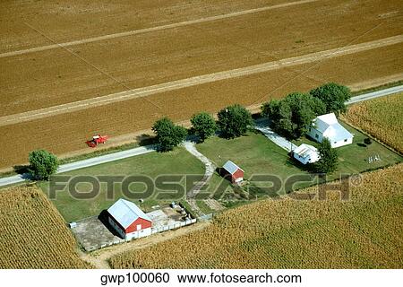 Aerial view of farms at harvest time in Clinton county, OH View Large Photo Image Stock Image - Aerial view of farms at harvest time in Clinton county, OH. Fotosearch