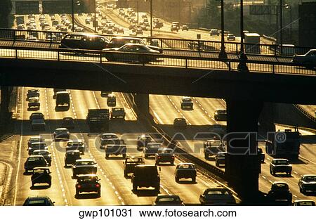 Auto traffic on L. A. Harbor freeway View Large Photo Image Stock Image - Auto traffic on L. A. Harbor freeway. Fotosearch