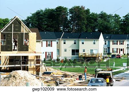 Stock Photo - New home construction subdivision, Anne Arundel County, Maryland. Fotosearch