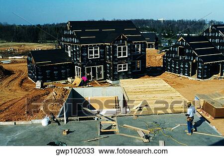 Stock Image - New homes under construction in Rockville, Maryland. Fotosearch