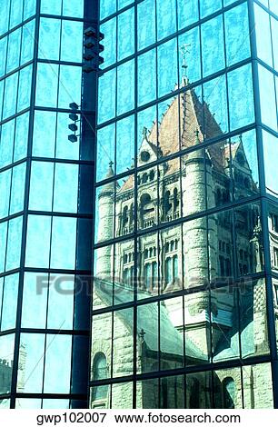 Trinity Church reflected in, high rise, Boston, MA View Large Photo Image Stock Photo - Trinity Church reflected in, high rise, Boston, MA. Fotosearch