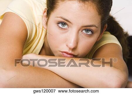 Close-up of a young woman View Large Photo Image Stock Photo - Close-up of a young woman. Fotosearch