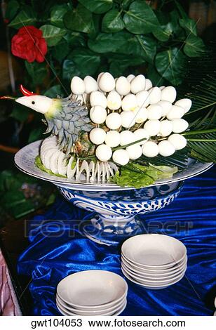 Stock Image - Food display at restuarant in Hue, Vietnam. Fotosearch
