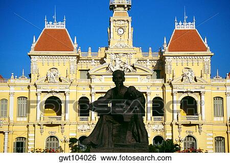 Ho Chi Minh statue and city hall, Ho Chi Minh City (formerly Saigon) Vietnam View Large Photo Image Stock Photograph - Ho Chi Minh statue and city hall, Ho Chi Minh City (formerly Saigon) Vietnam. Fotosearch