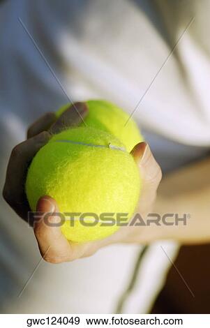 Close-up of a person's hand holding two tennis balls View Large Photo Image Stock Photo - Close-up of a person's hand holding two tennis balls. Fotosearch