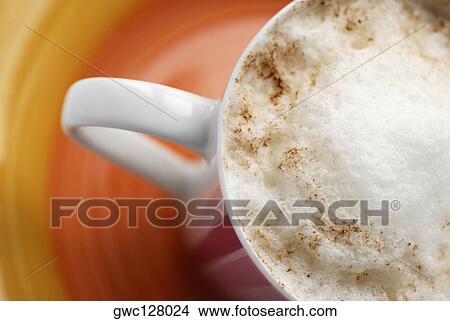 High angle view of a cup of coffee View Large Photo Image Picture - High angle view of a cup of coffee. Fotosearch