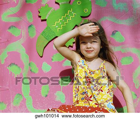 Portrait of a girl saluting, Bermuda View Large Photo Image Picture - Portrait of a girl saluting, Bermuda. Fotosearch