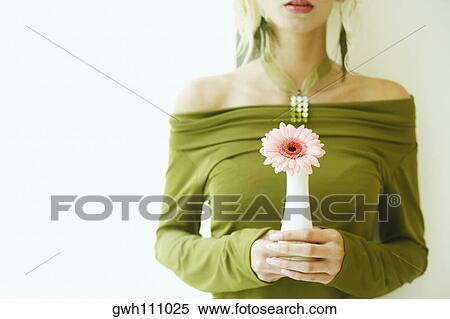 Mid section view of a young woman holding a flower vase View Large Photo Image Stock Photography - Mid section view of a young woman holding a flower vase. Fotosearch