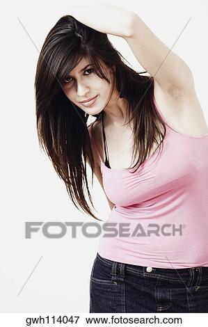 Portrait of a young woman View Large Photo Image Stock Photo - Portrait of a young woman. Fotosearch