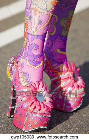 Close-up of a person's painted legs in high heels View Large Photo Image Stock Image - Close-up of a person's painted legs in high heels. Fotosearch